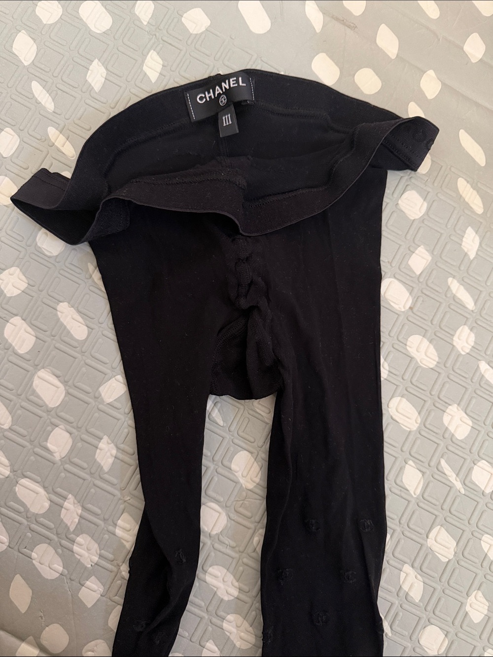 CHANEL Black Knit Leggings Tights - Women's III